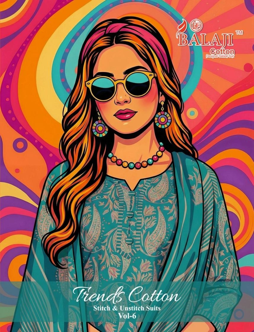 balaji cotton trends cotton vol 6 series 6001-6012 readymade cotton suit 