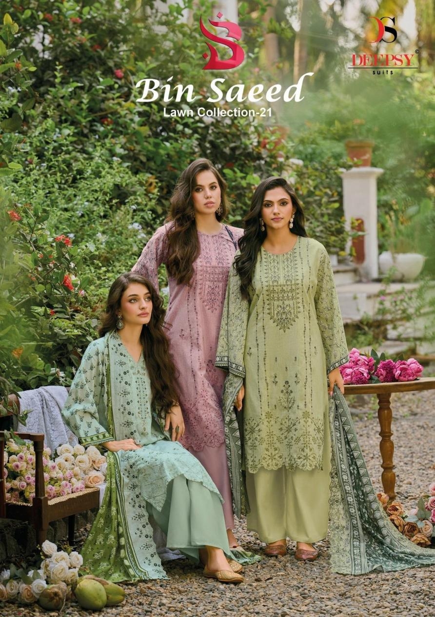 deepsy suits bin saeed lawn collection vol 21 series 2101-2106 Pure cotton wholesale suit