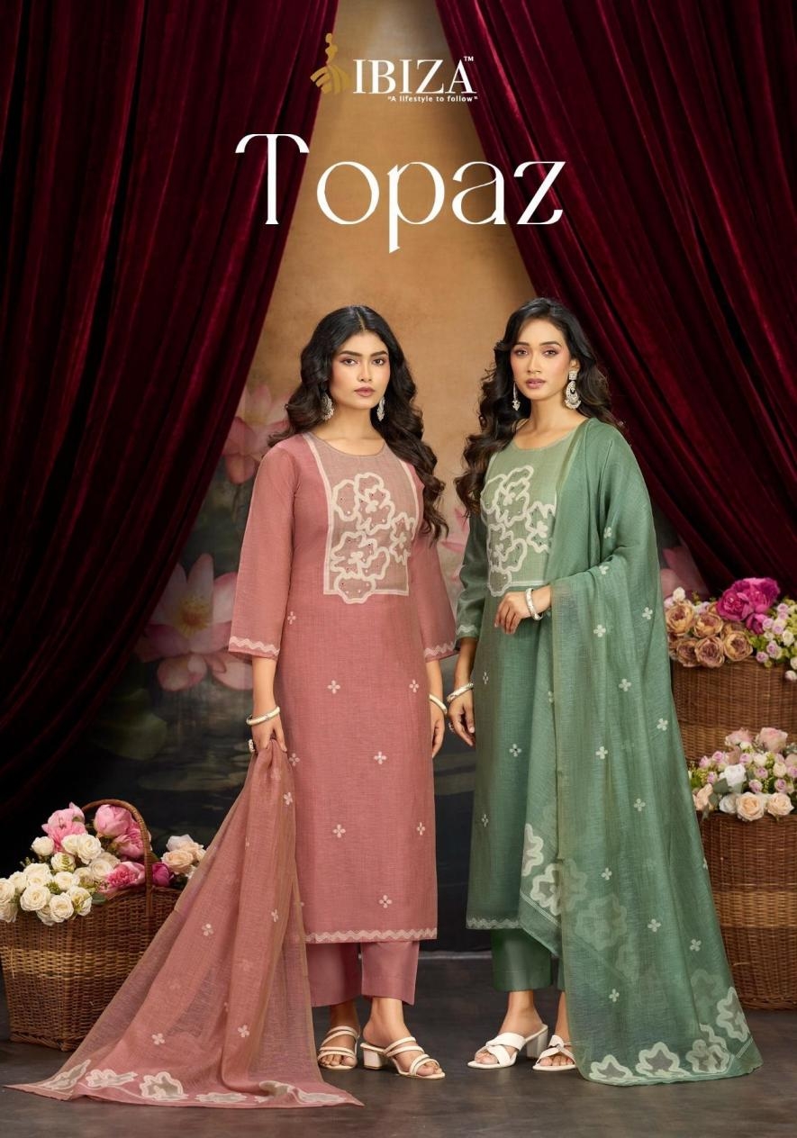 ibiza topaz series 6011-6014 linen cotton jacquard wholesale suit in surat