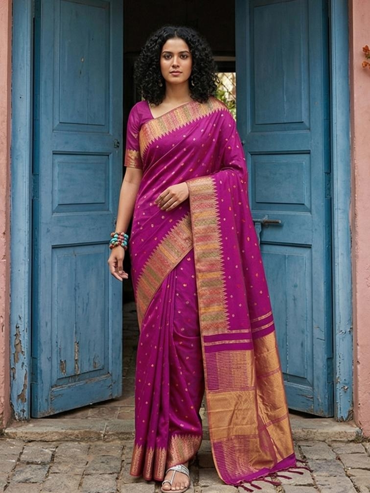 KANCHIPURAM by fancy designer Soft Silk fabric saree wholesale with Fancy latkan