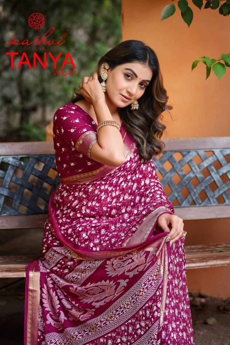 kashvi creation tanya vol 1 series 101-108 dull moss viscose wholesale saree