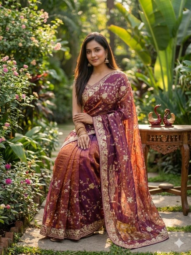 kc 2112 space silk zari embroidery work beautiful saree