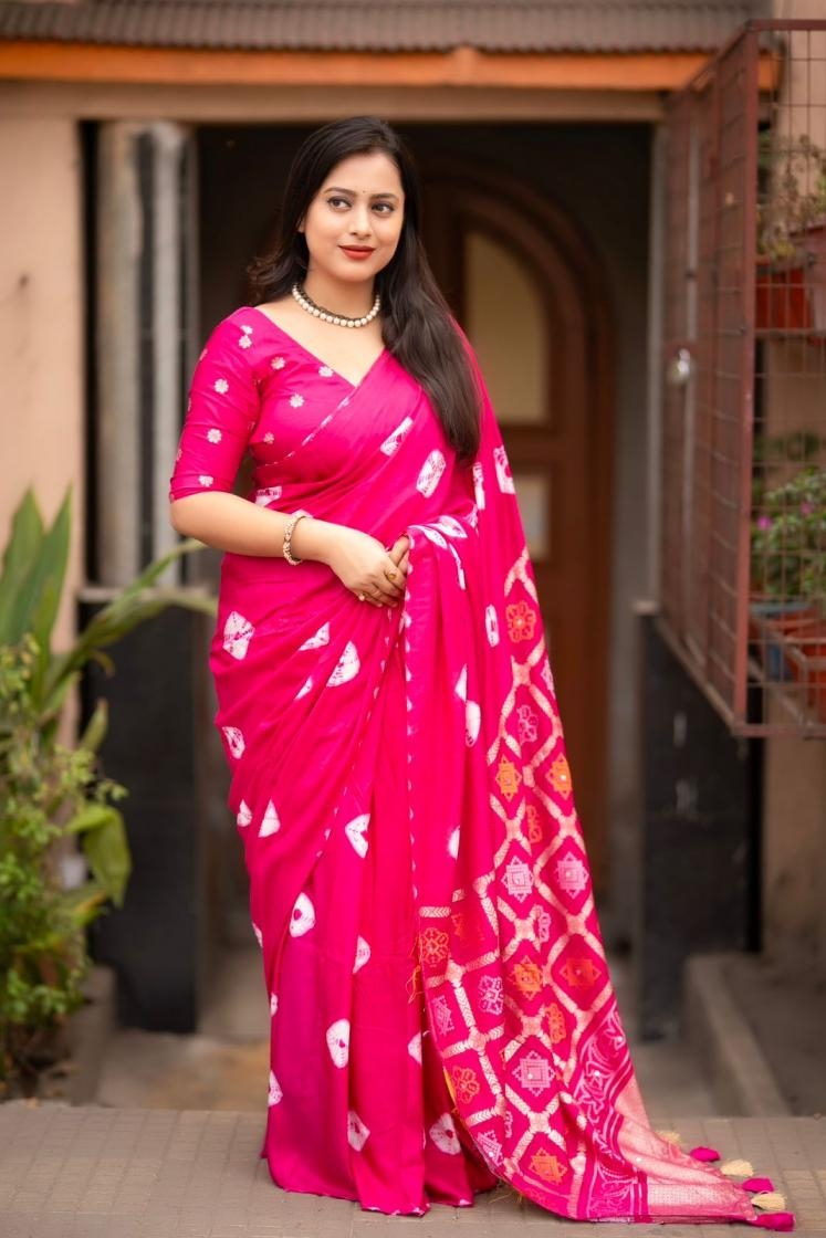 kc 755 viscose cotton crape zari woven garchola bhandani pallu beautiful saree