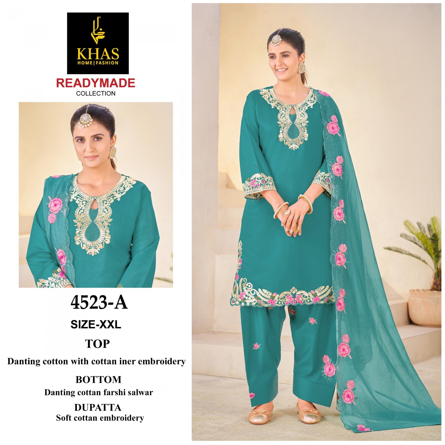 khas 4523 Danting cotton embroidery pakistani suit in surat