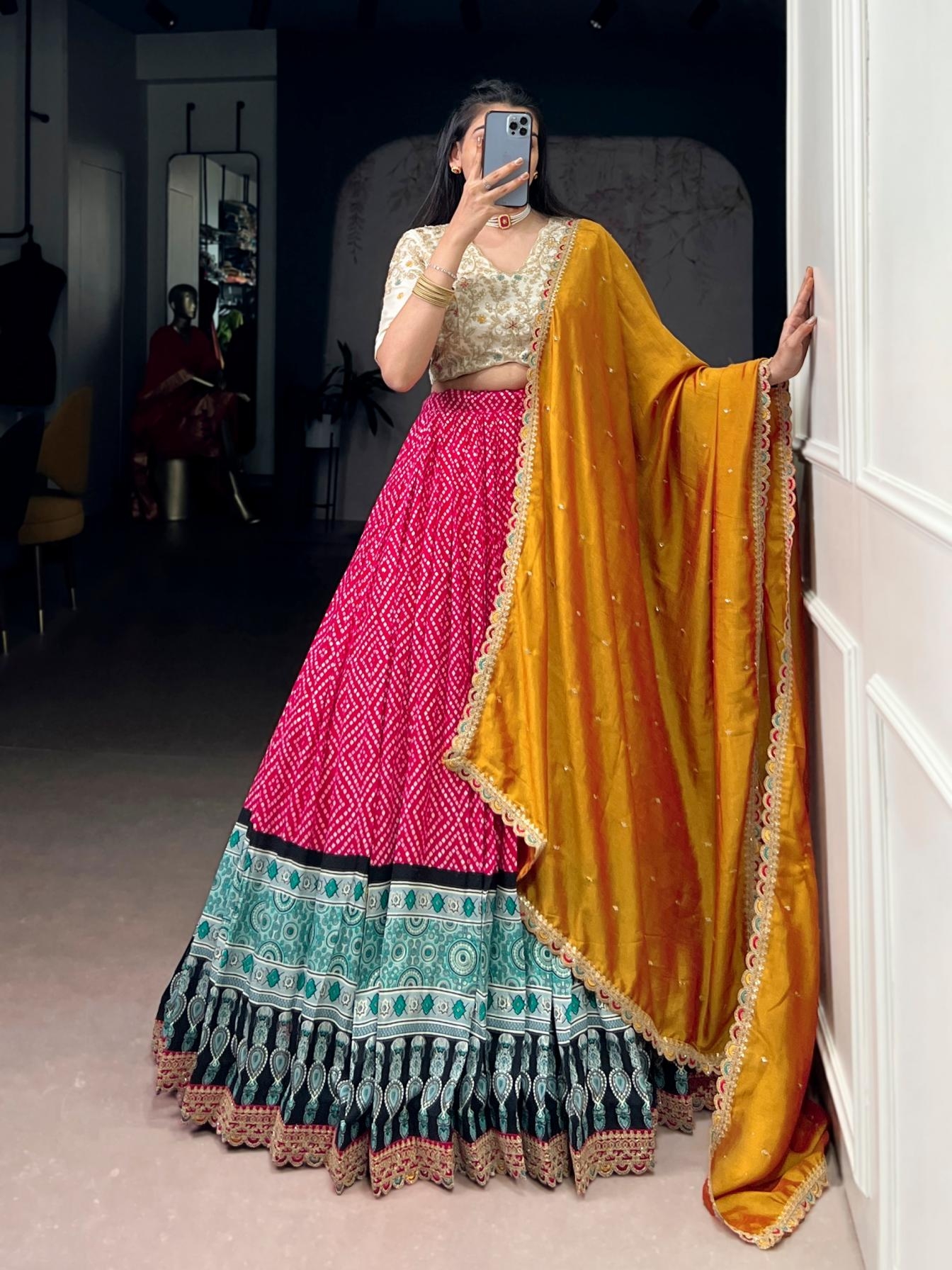 lnb1416 rayon beautiful stitch lehenga unstitched blouse pcs with dupatta