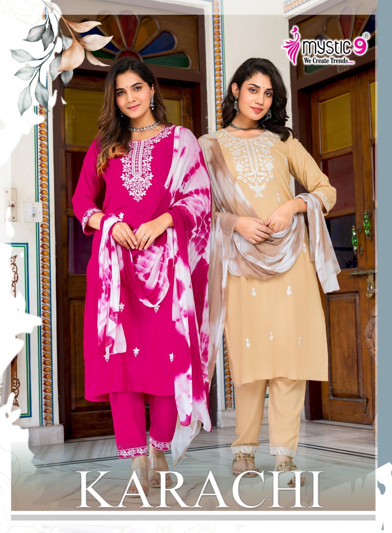 mystic9 karachi vol 9 series 9001-9008 premium rayon readymade suit in surat