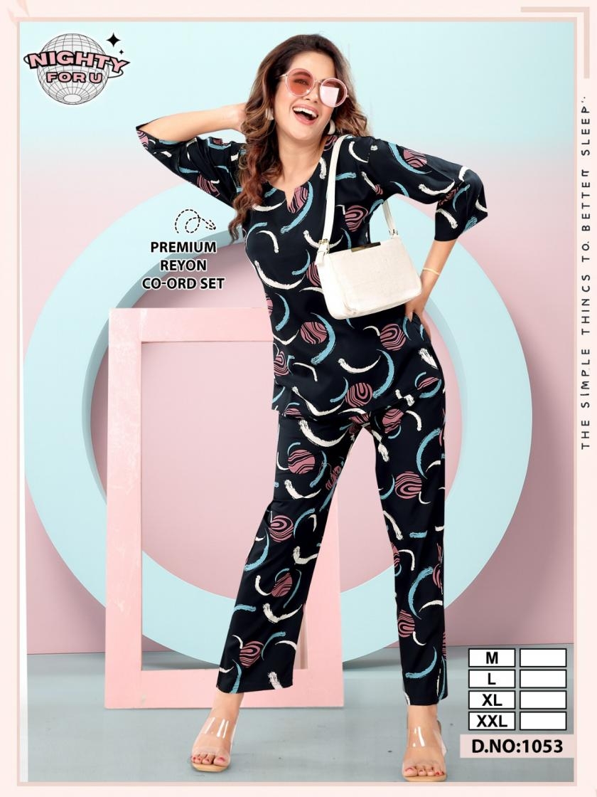 nighty for you 1053 premium REYON CO ORD SET 