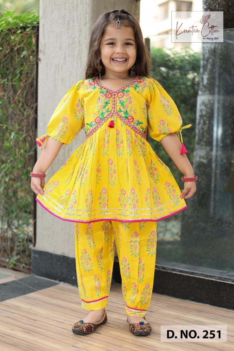 pr cotton kids wear readymade festive trendy ethnic kurti with bottom