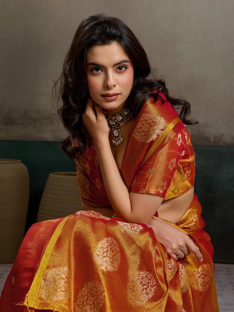 Priyanshi tissue silk fancy designer Soft tissue silk fabric saree wholesale with Fancy latkan