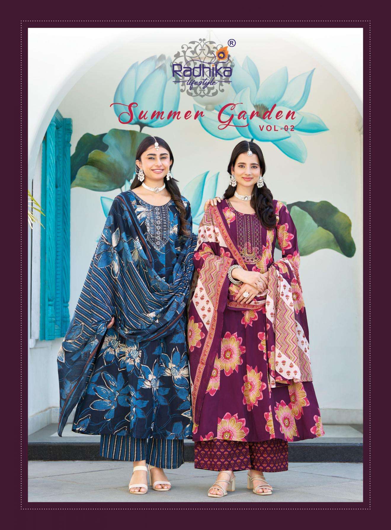 radhika lifestyle summer garden vol 2 series 3001-3008 cotton readymade suit