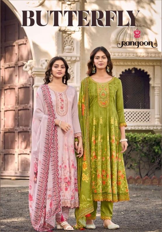rangoon butterfly series 103741-103744 chinon anarkali readymade suit in surat