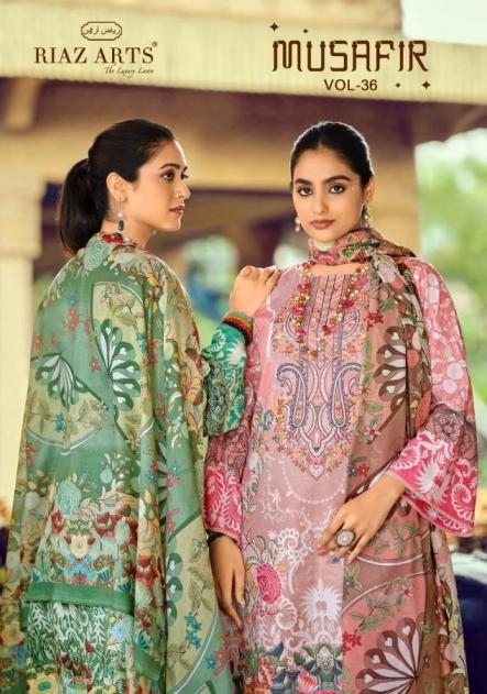 riaz arts musafir vol 36 series 1001-1006 cambric lawn wholesale pakistani suit 