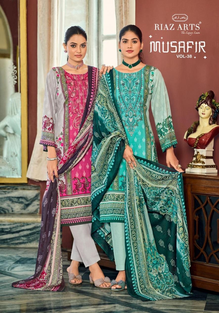 riaz arts musafir vol 38 series 2001-2006 cotton cambric lawn wholesale suit