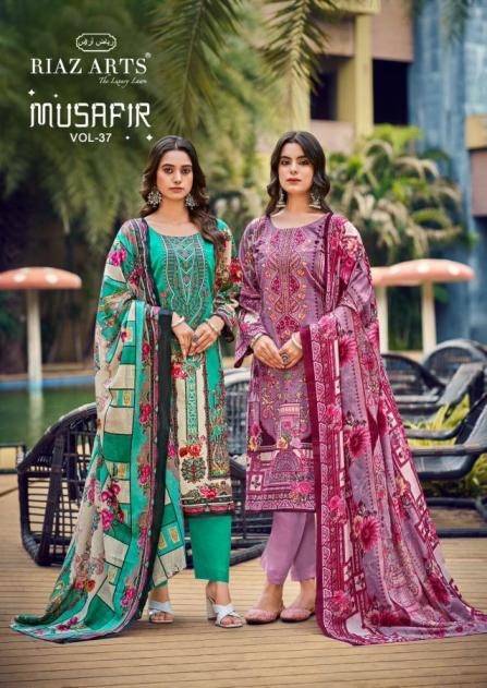 riaz artz musafir vol 37 series 1001-1006 cotton camric lawn wholesale suit