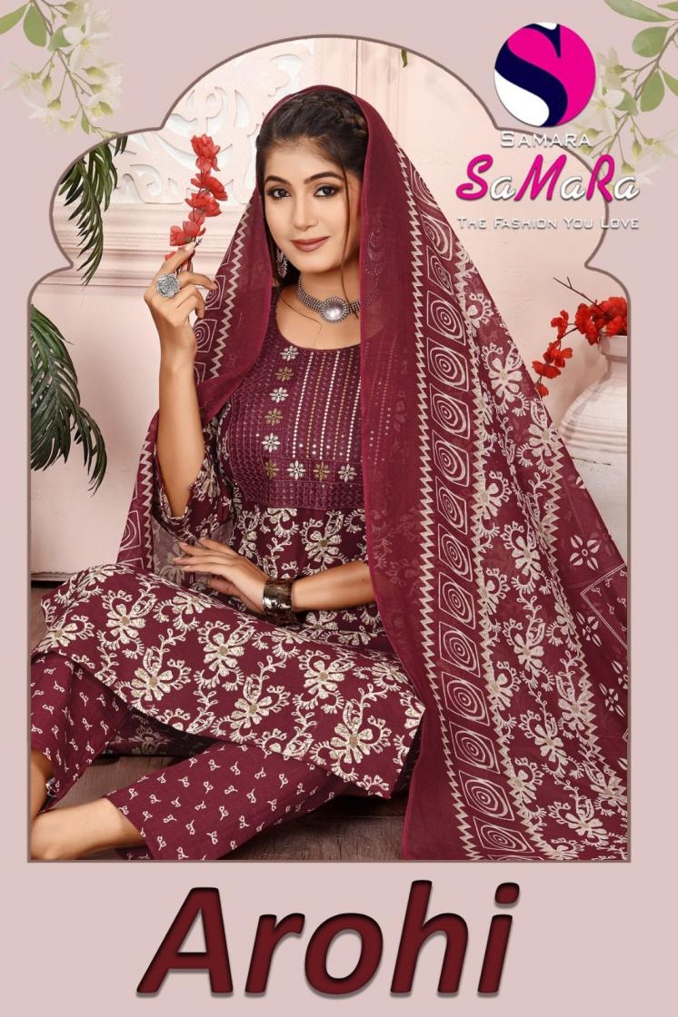 samara arohi series 001-008 slub print readymade suit in surat