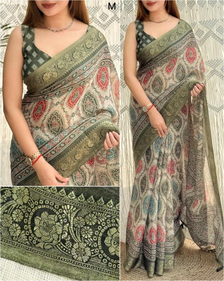 samyukta summer beauty ajrakh printed cotton sarees
