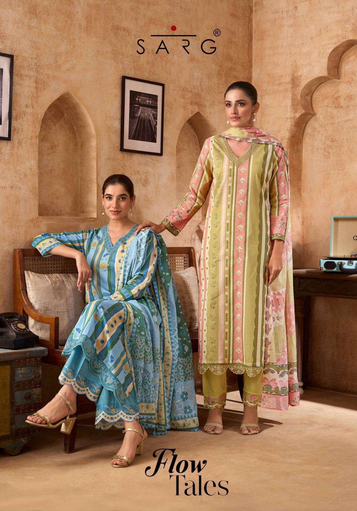 sarg sahiba flow tales lawn cotton digital print with handwork wholesale suit 