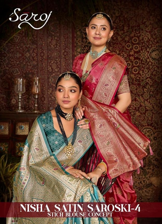 Saroj Nisha Satin saroski vol 4 series 4001-4004 Satin silk wholesale saree