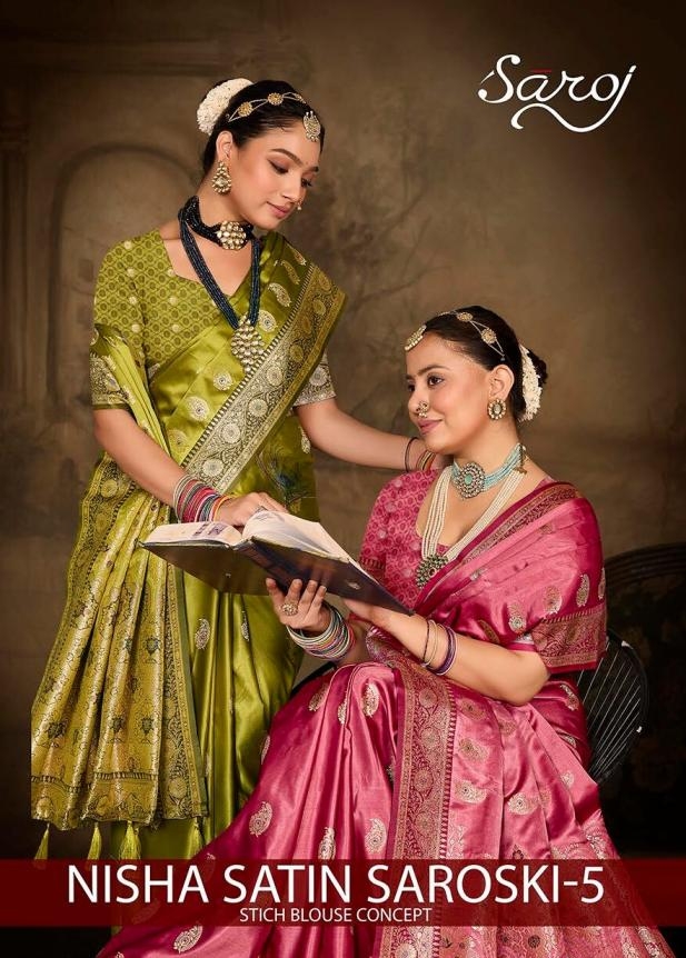 Saroj Nisha Satin saroski vol 5 series 5001-5004 Satin silk wholesale saree