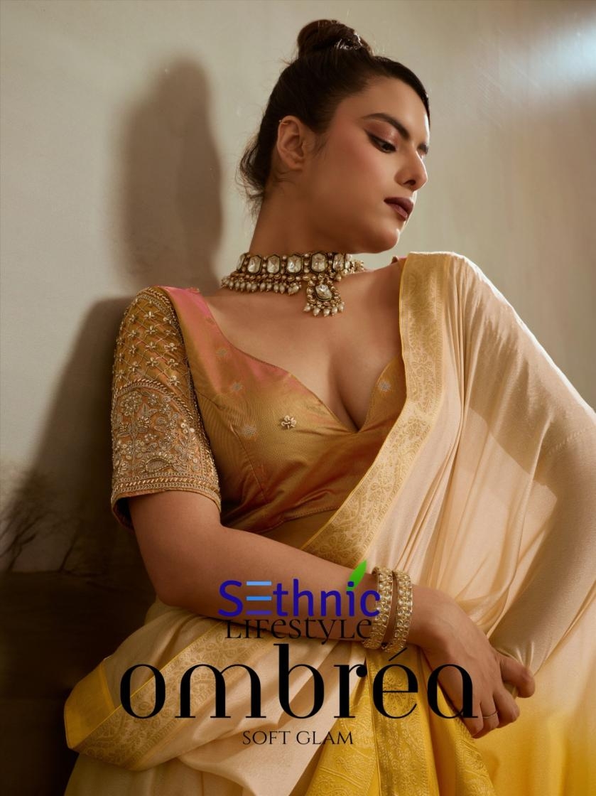 sethnic lifestyle ombrea series 116001-116005 soft chiffon wholesale saree