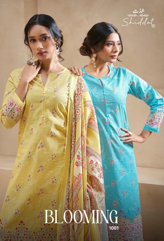 shiddat blooming series 1001 A to D Digital printed cambric embroidery wholesale suit