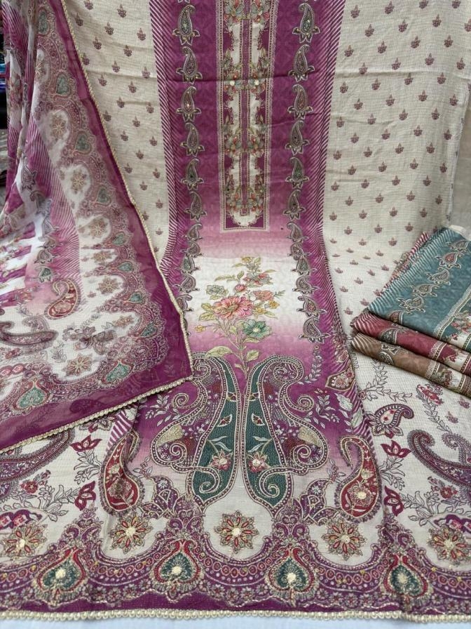 shraddha new design viscose muslin shimmer pakistani dress materials