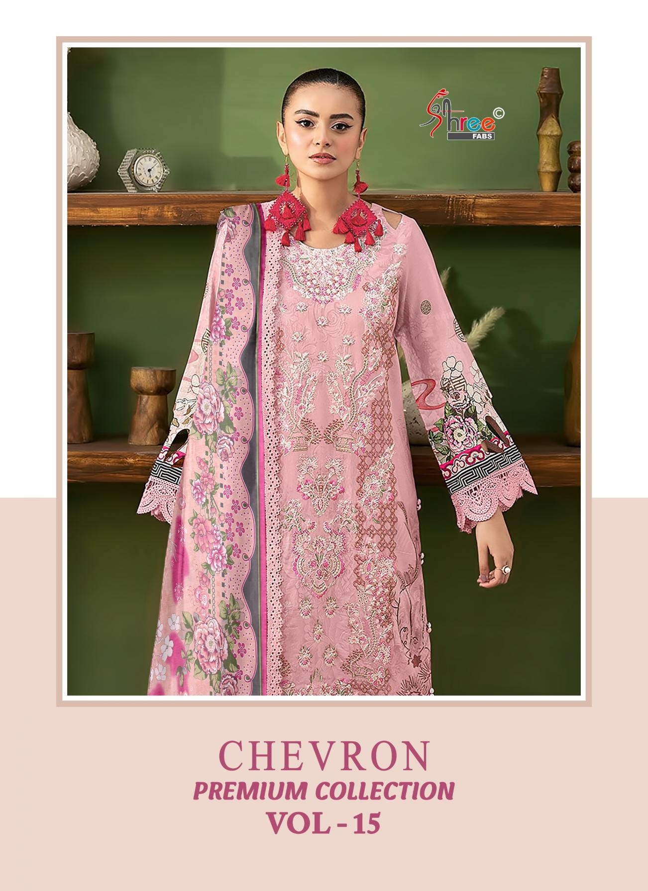 shree fabs chevron premium collection vol 15 series 4131-4138 pure cotton wholesale suit