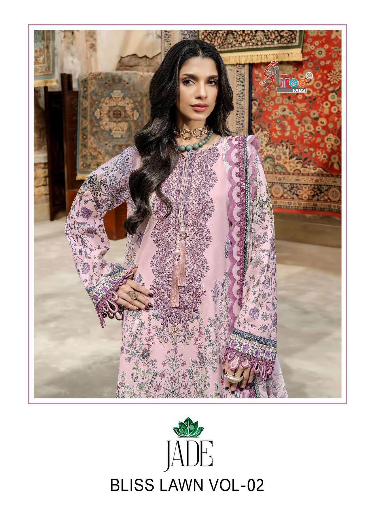shree fabs jade bliss lawn vol 2 series 4247-4250 pure cotton wholesale suit in surat