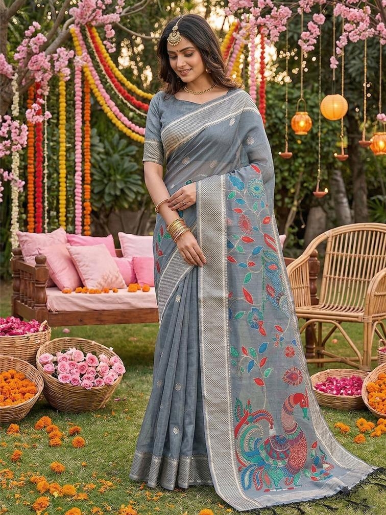 shree shyam fashion utsav linen cotton wholesale saree
