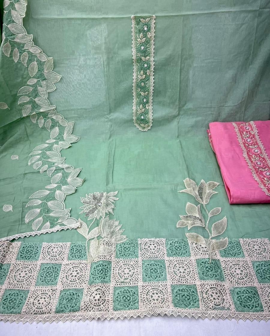 shrutika cotton mul chanderi unique unstitch salear kameez