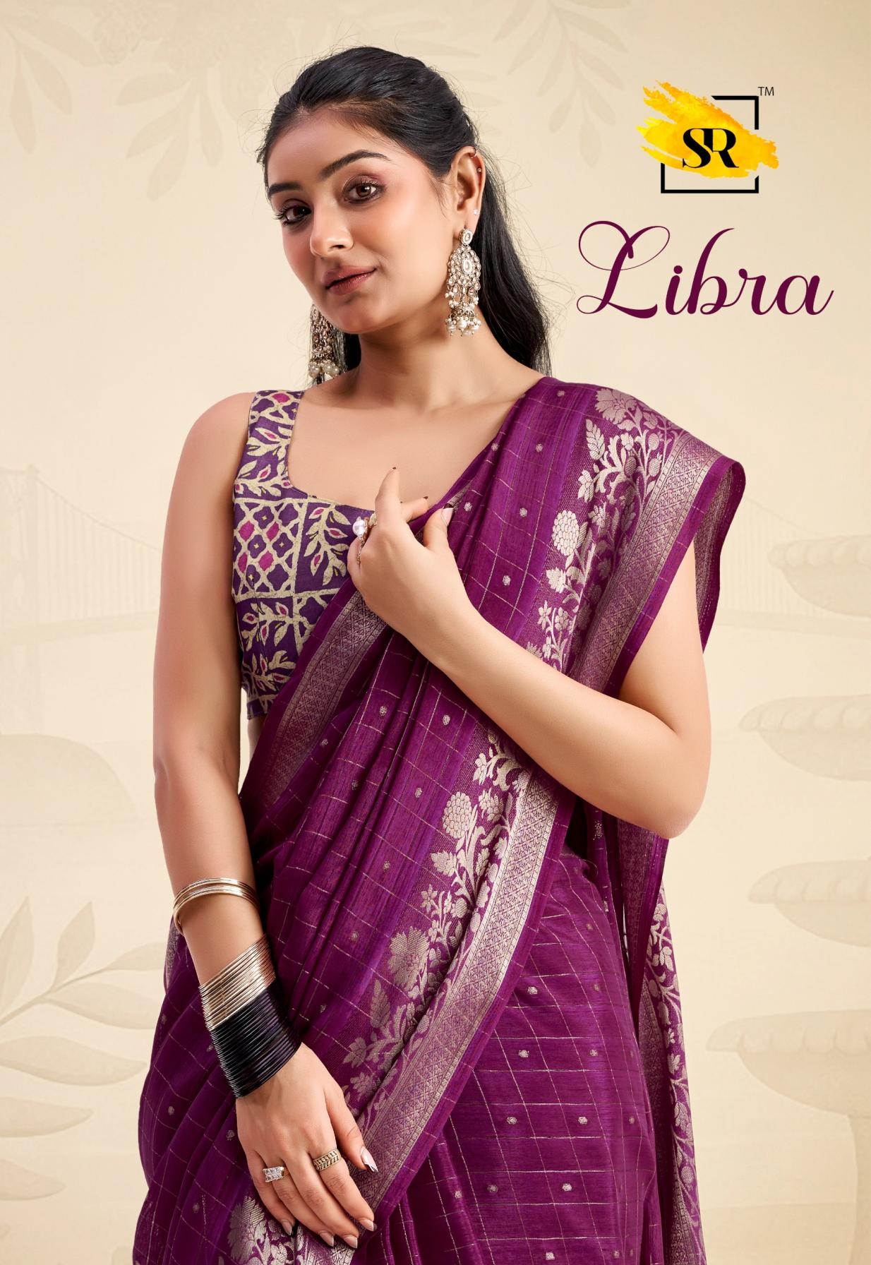 sr libra series 1021-1030 chinon jacquard wholesale saree
