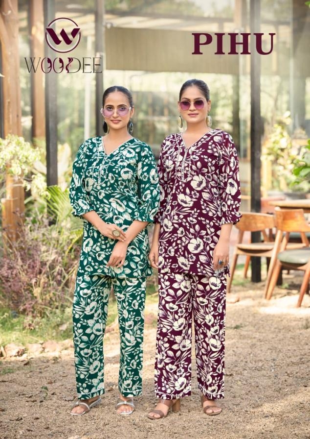 woodee pihu series 1001-1006 rayon readymade co-ord set