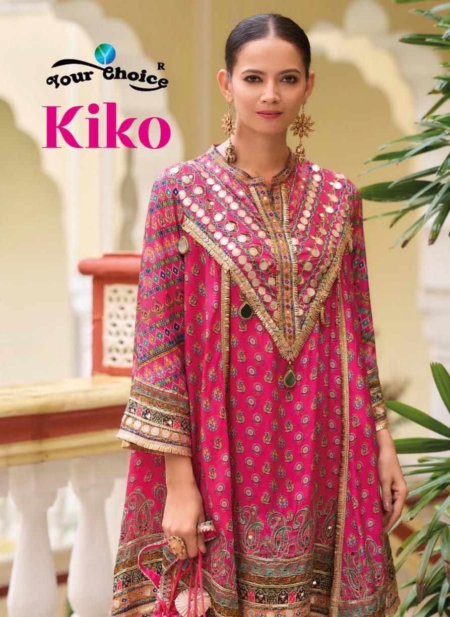 your choice kiko series 1001-1002 Heavy Chinon embroidery kurti with dhoti