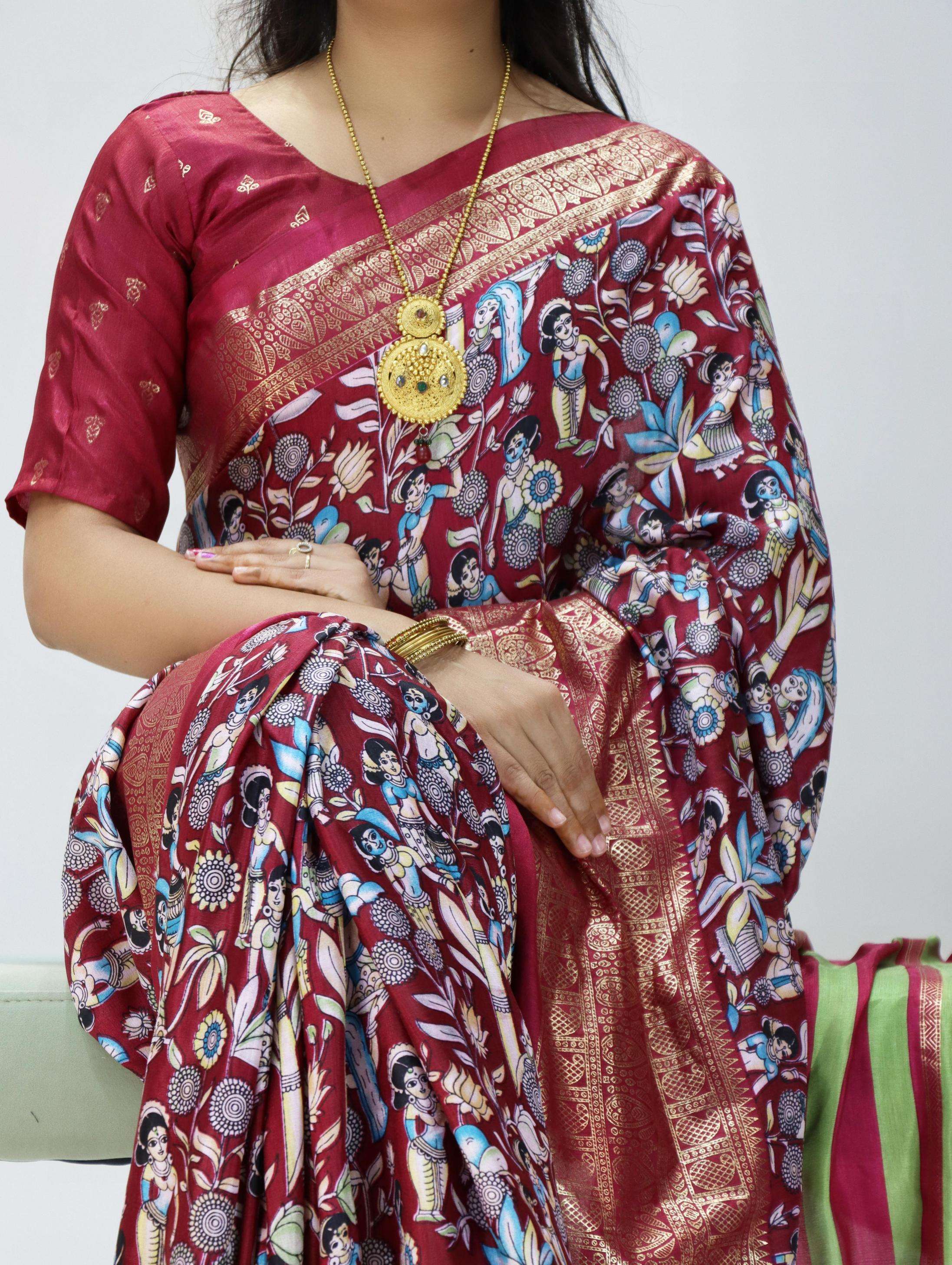 ysc1751 dola silk elegance kalamkari saree