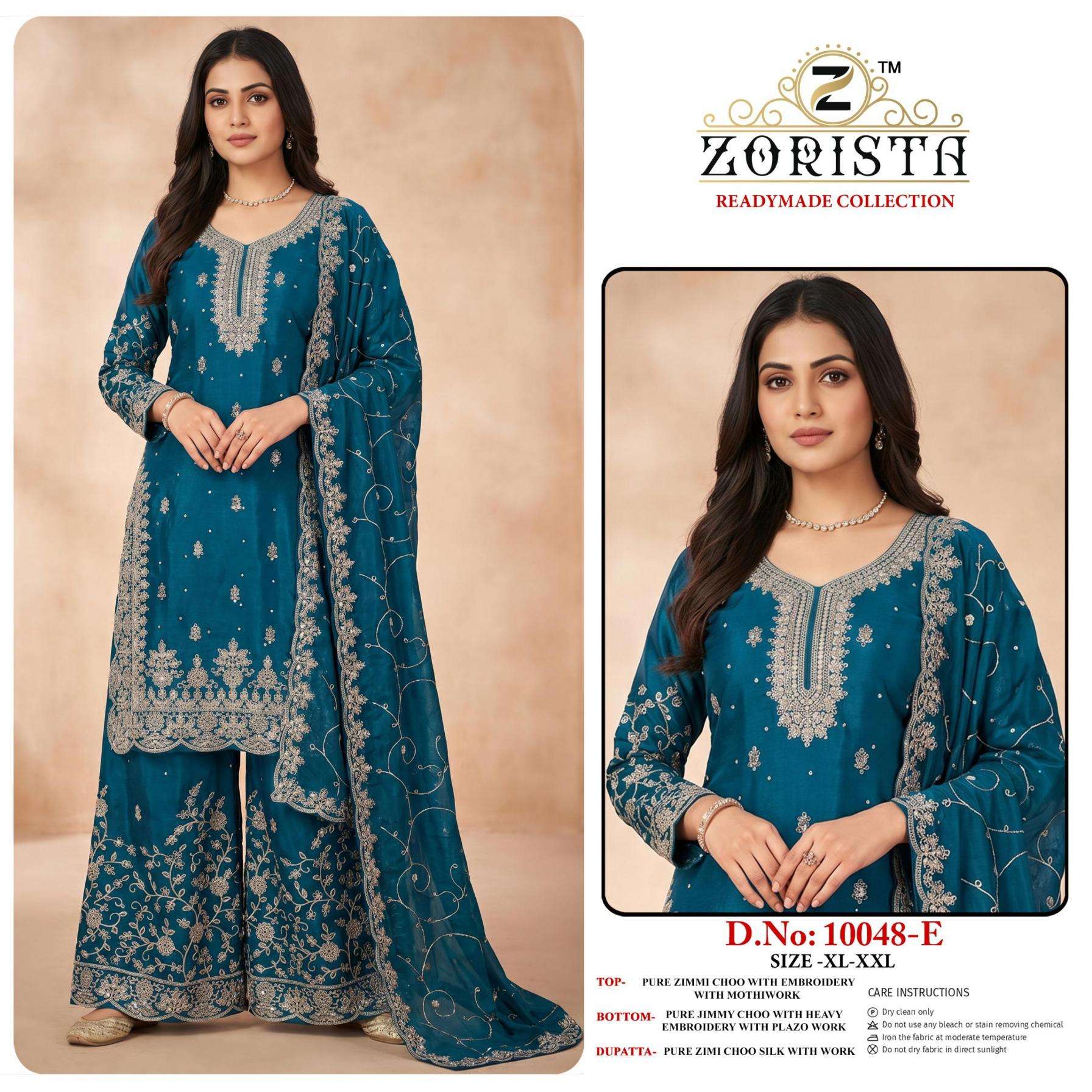 zorista 10048 b-c-d-e readymade zimmi choo elegance pakistani plazzo suit