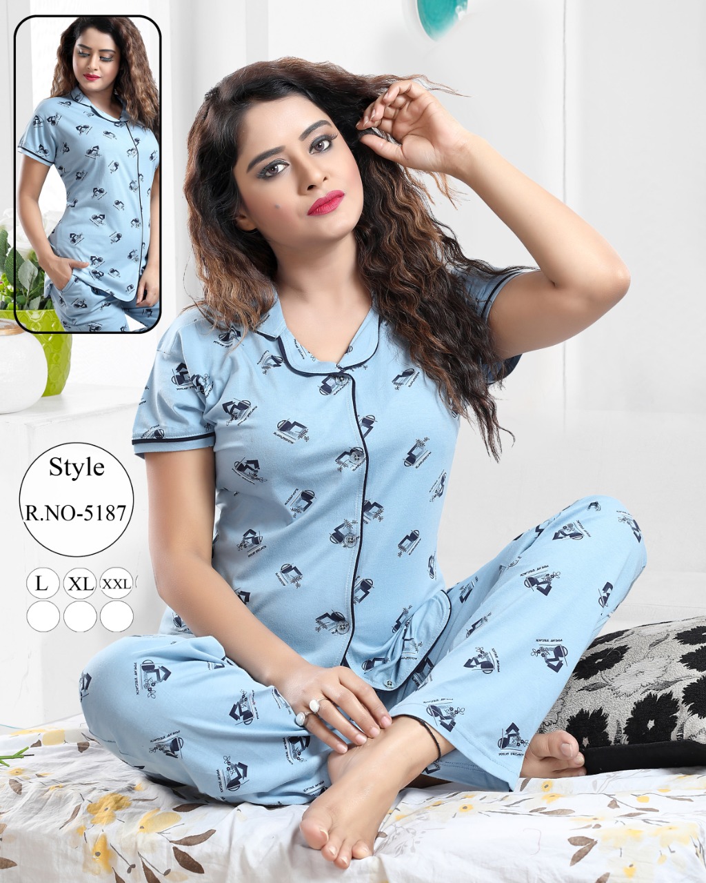 front button night suit