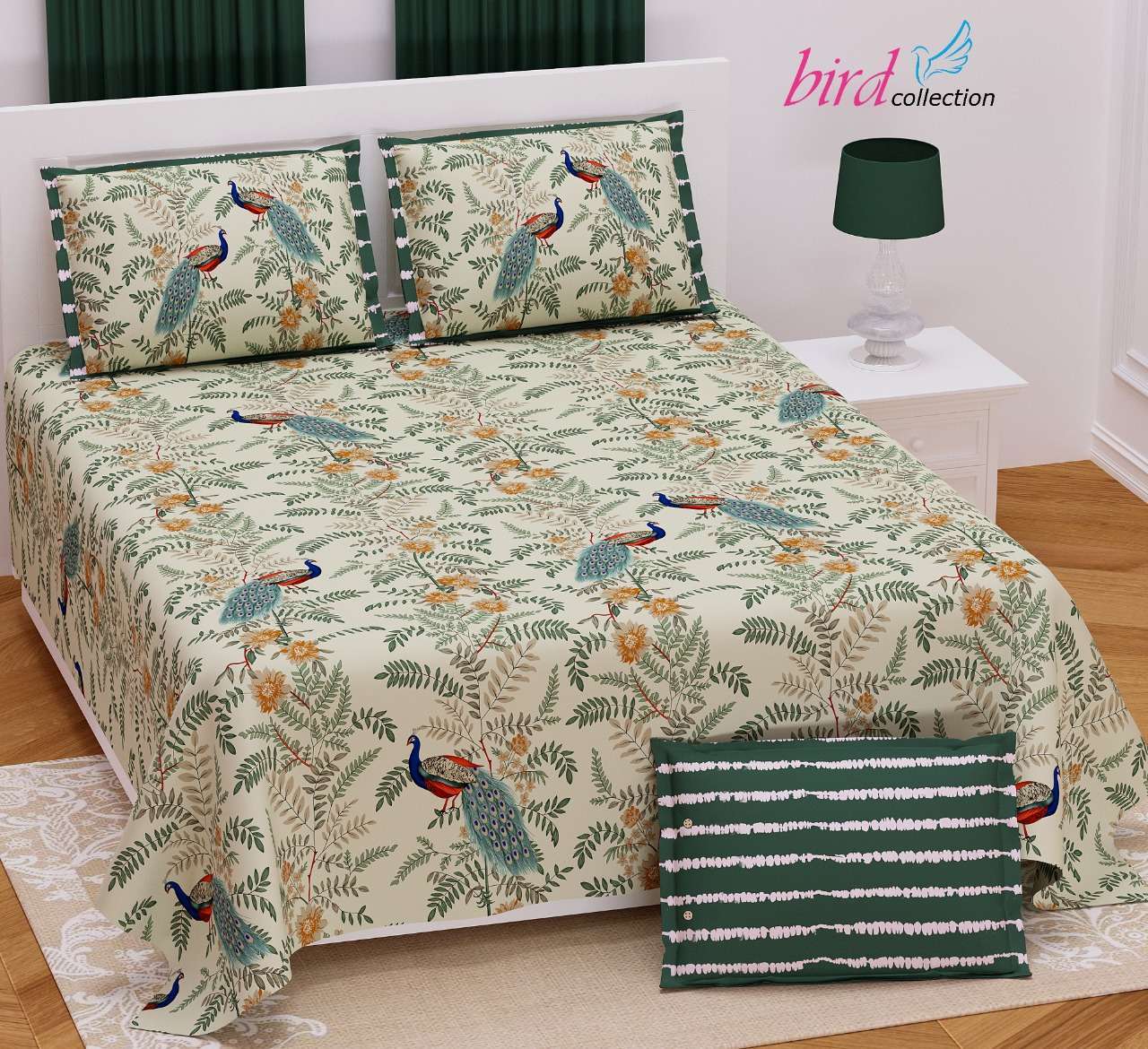 BIRD COLLECTION TWILL SATIN FLORAL PATTERN KING SIZE BED SHEETS WHOLESALE PRICE
