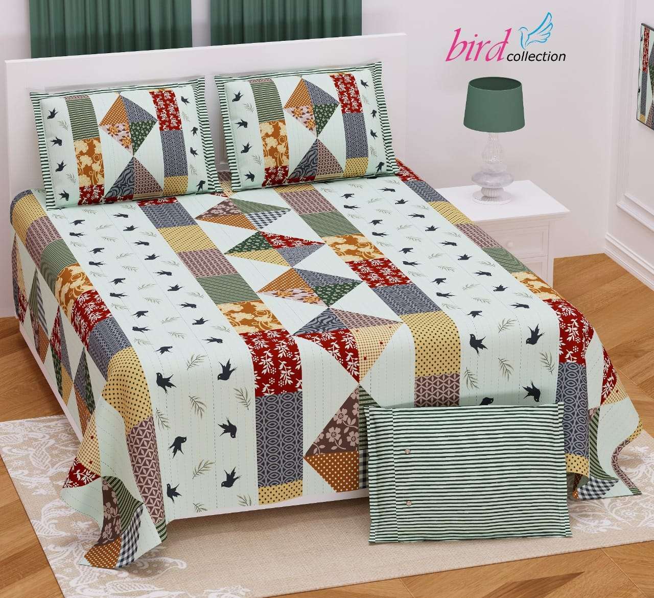 BIRD COLLECTION TWILL SATIN FLORAL PATTERN KING SIZE BED SHEETS WHOLESALE PRICE