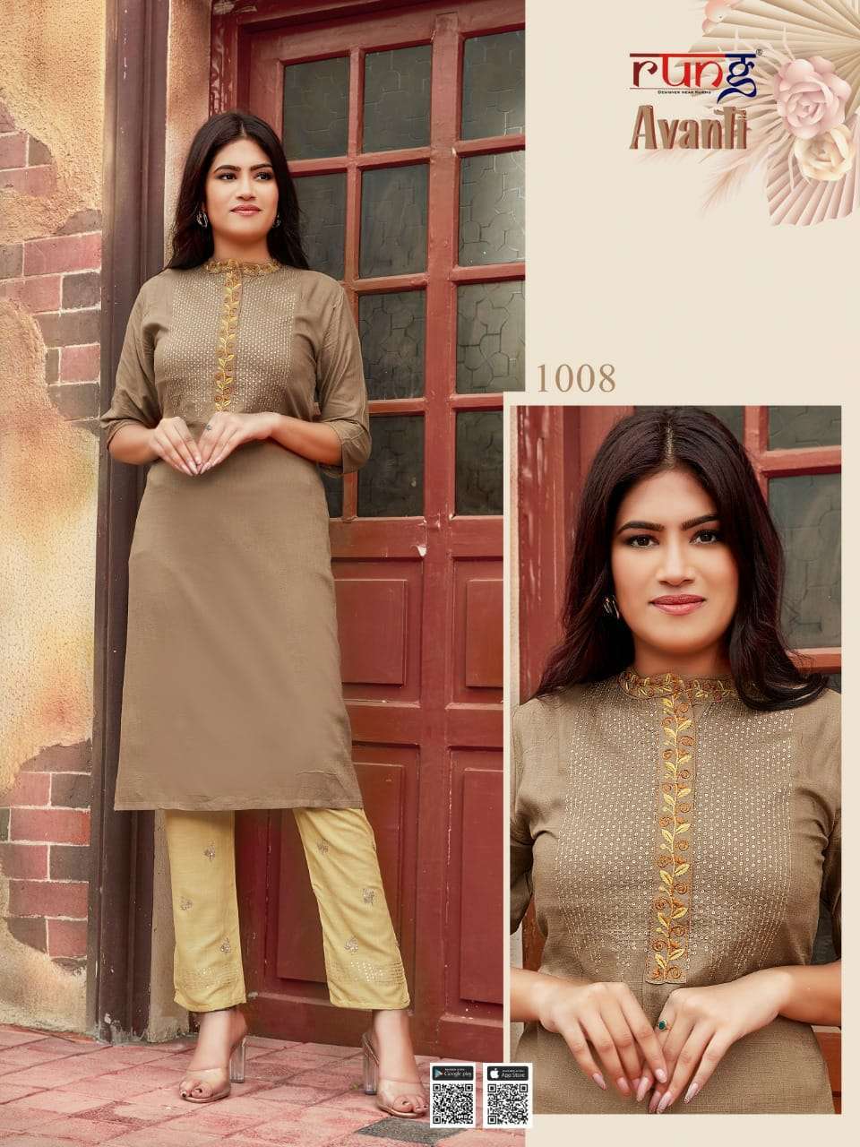 RUNG AVANTI SLUB RAYON KURTI WITH PANT CATALOGUE