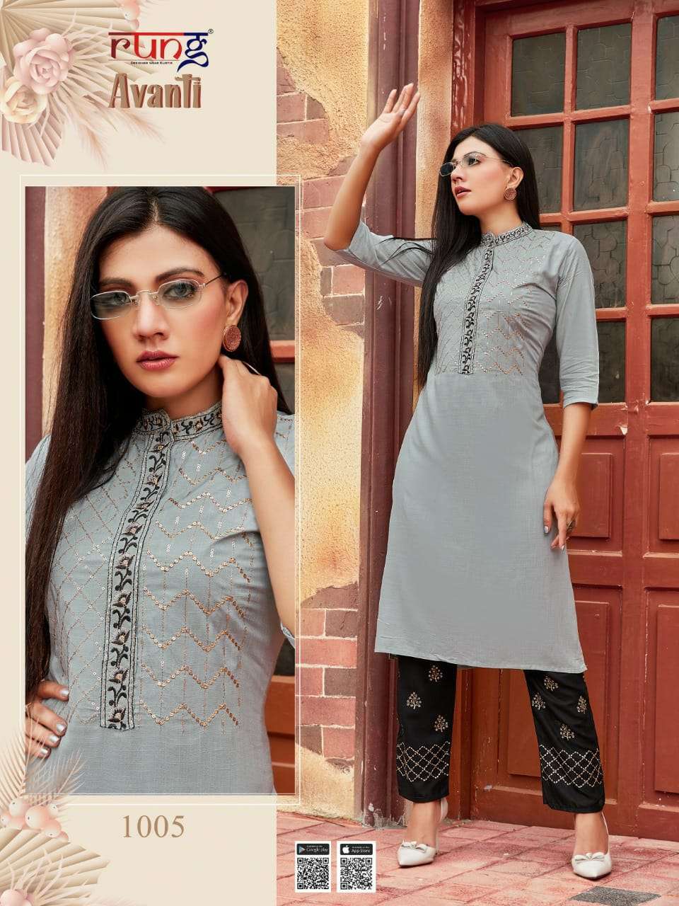 RUNG AVANTI SLUB RAYON KURTI WITH PANT CATALOGUE