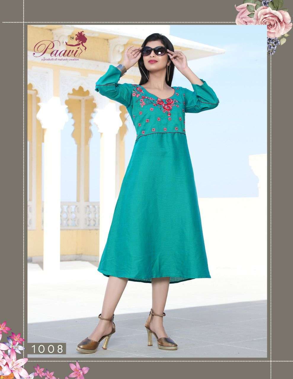 TANIYA VOL.3 BY PAAVI HEAVY RAYON TWO TONE WITH WORK KURTI CATALOG WHOLESALER BEST RATE