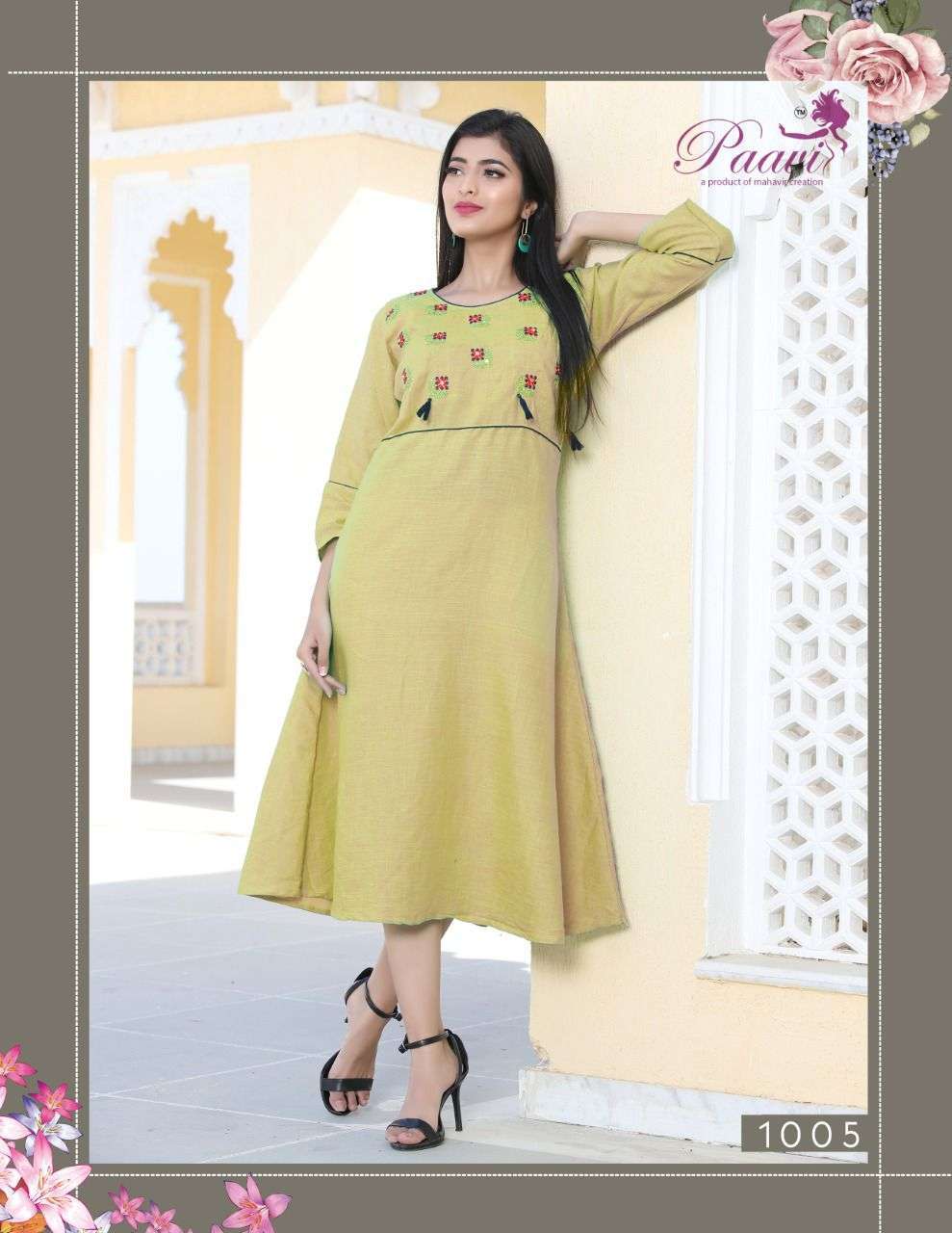 TANIYA VOL.3 BY PAAVI HEAVY RAYON TWO TONE WITH WORK KURTI CATALOG WHOLESALER BEST RATE