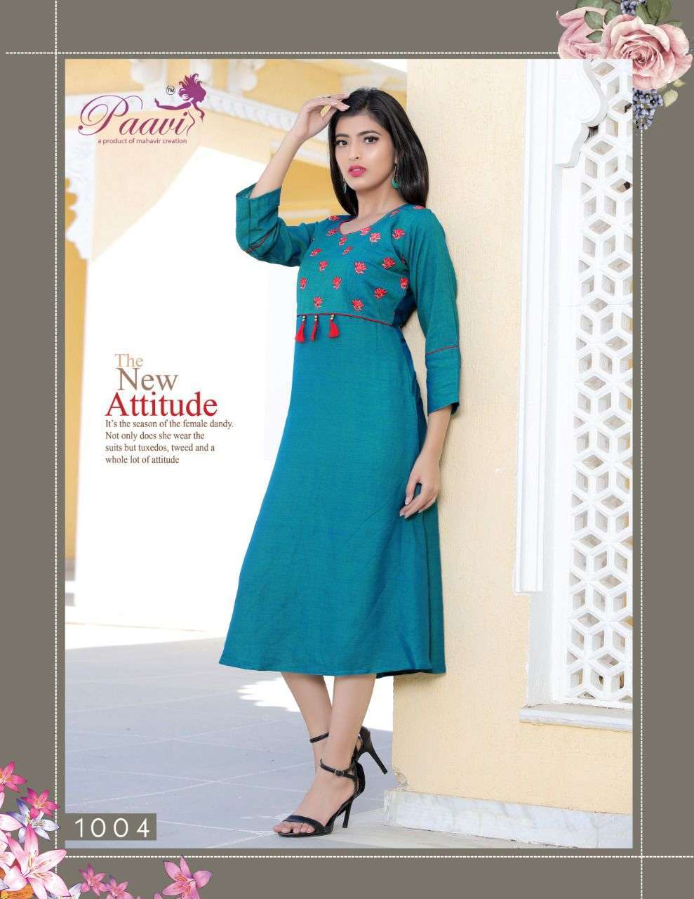 TANIYA VOL.3 BY PAAVI HEAVY RAYON TWO TONE WITH WORK KURTI CATALOG WHOLESALER BEST RATE