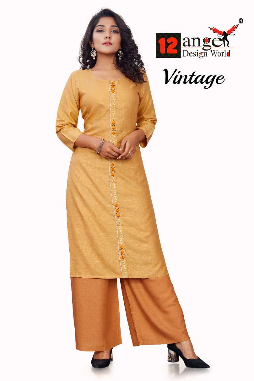 12 angel vintage 14 kg rayon slub kurti with palazzo 