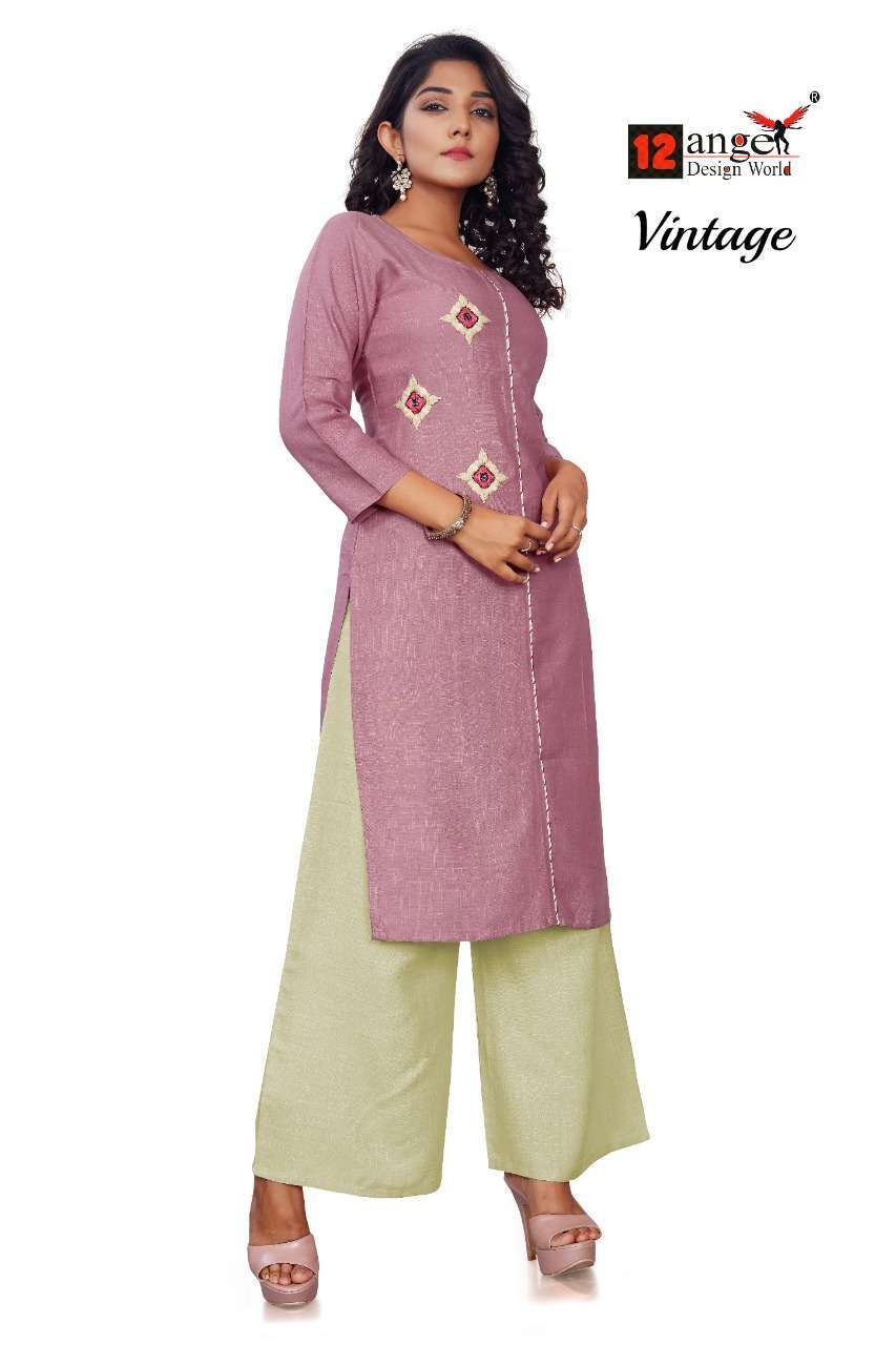 12 angel vintage 14 kg rayon slub kurti with palazzo 