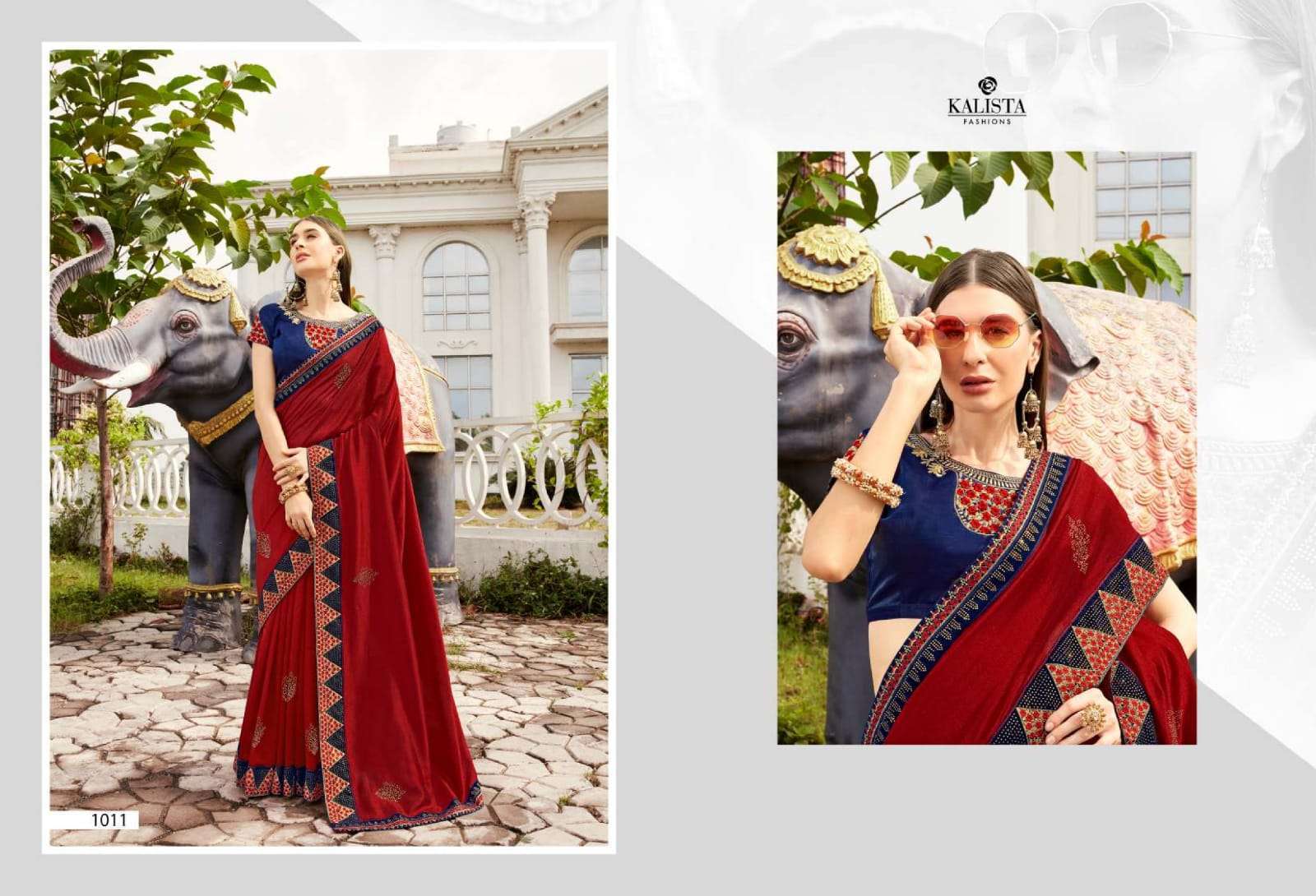kalista alisha vol 2 series 1007-1012 Heavy blouse with Swaroskvi saree
