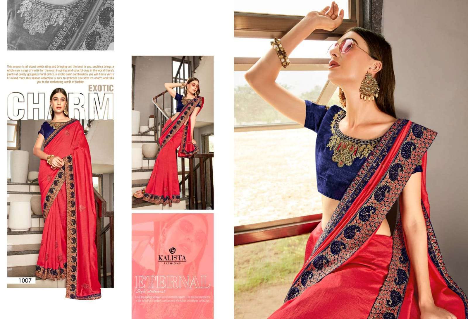 kalista alisha vol 2 series 1007-1012 Heavy blouse with Swaroskvi saree
