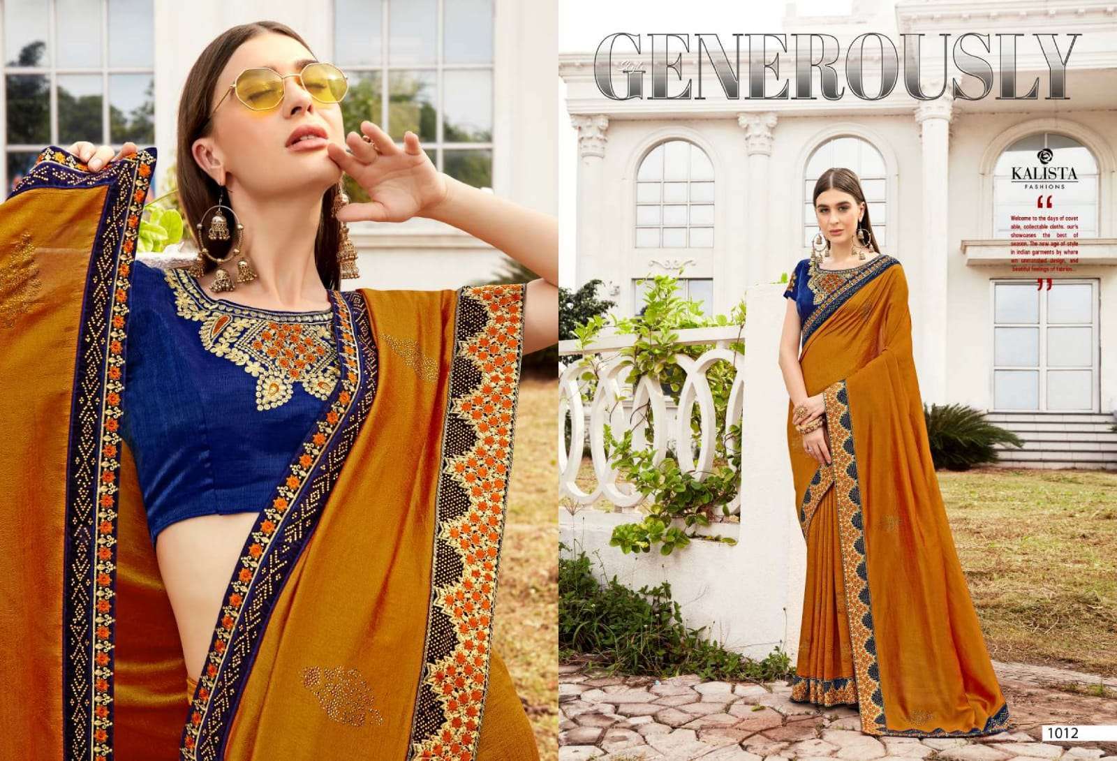 kalista alisha vol 2 series 1007-1012 Heavy blouse with Swaroskvi saree