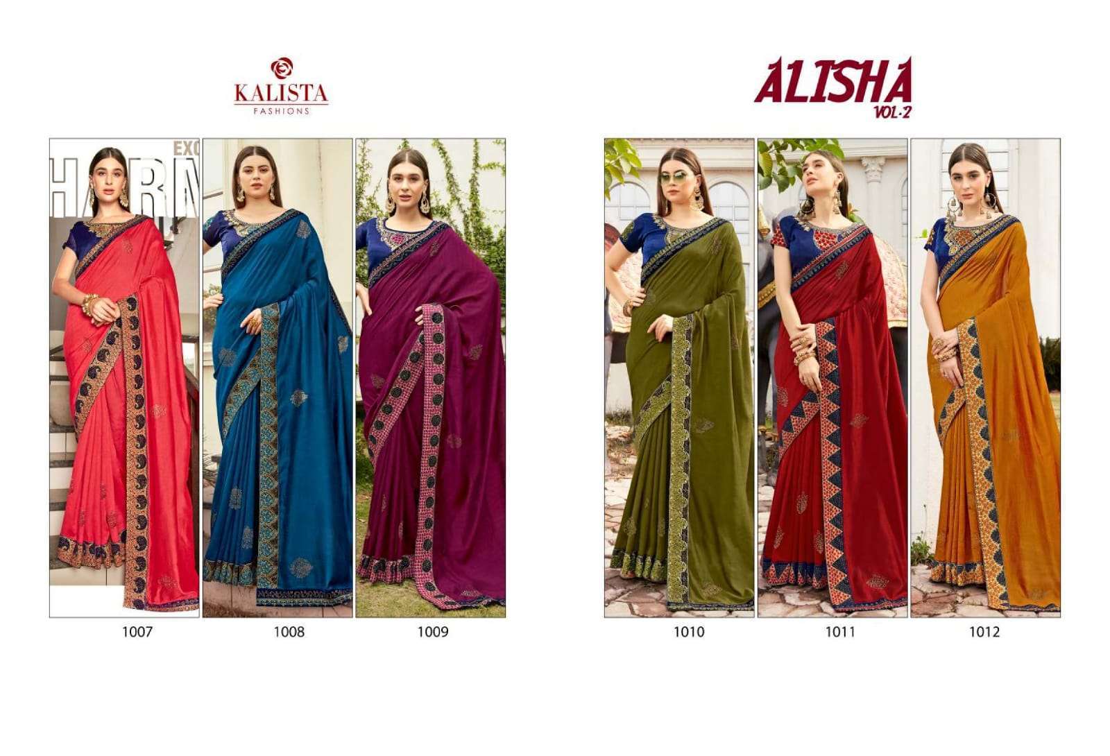kalista alisha vol 2 series 1007-1012 Heavy blouse with Swaroskvi saree