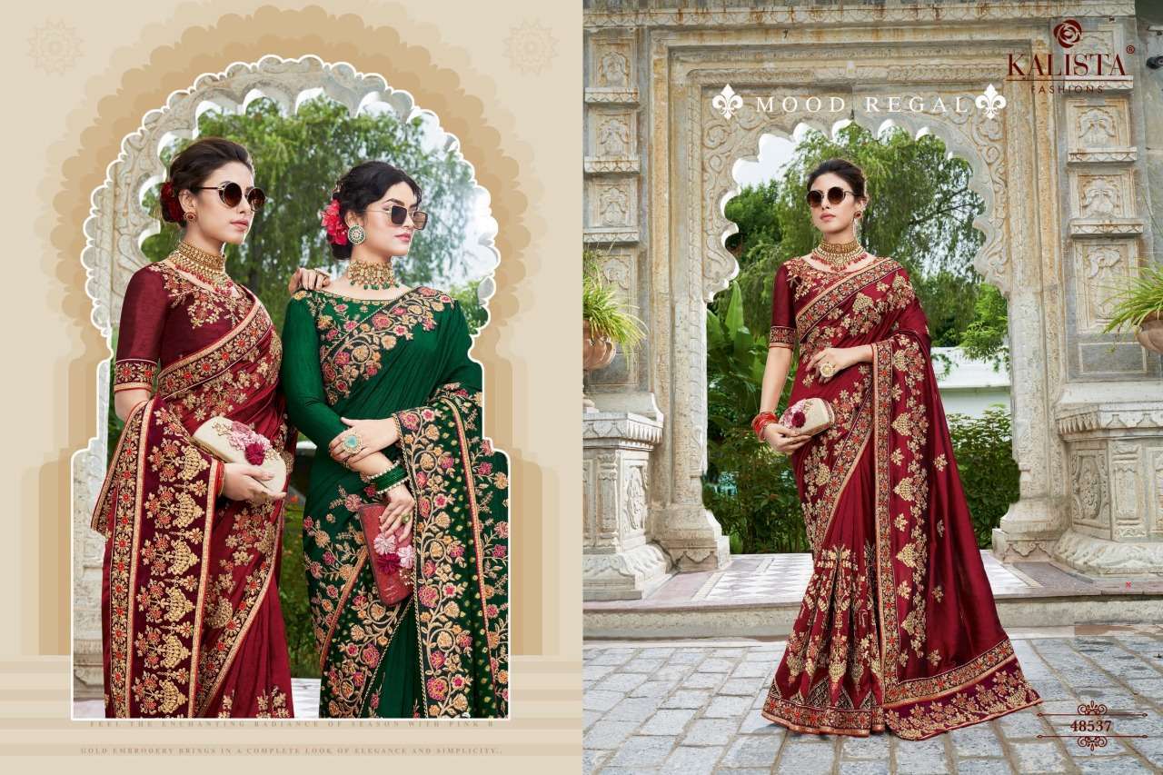 kalista nagma gold series 48537-48542 heavy silk saree